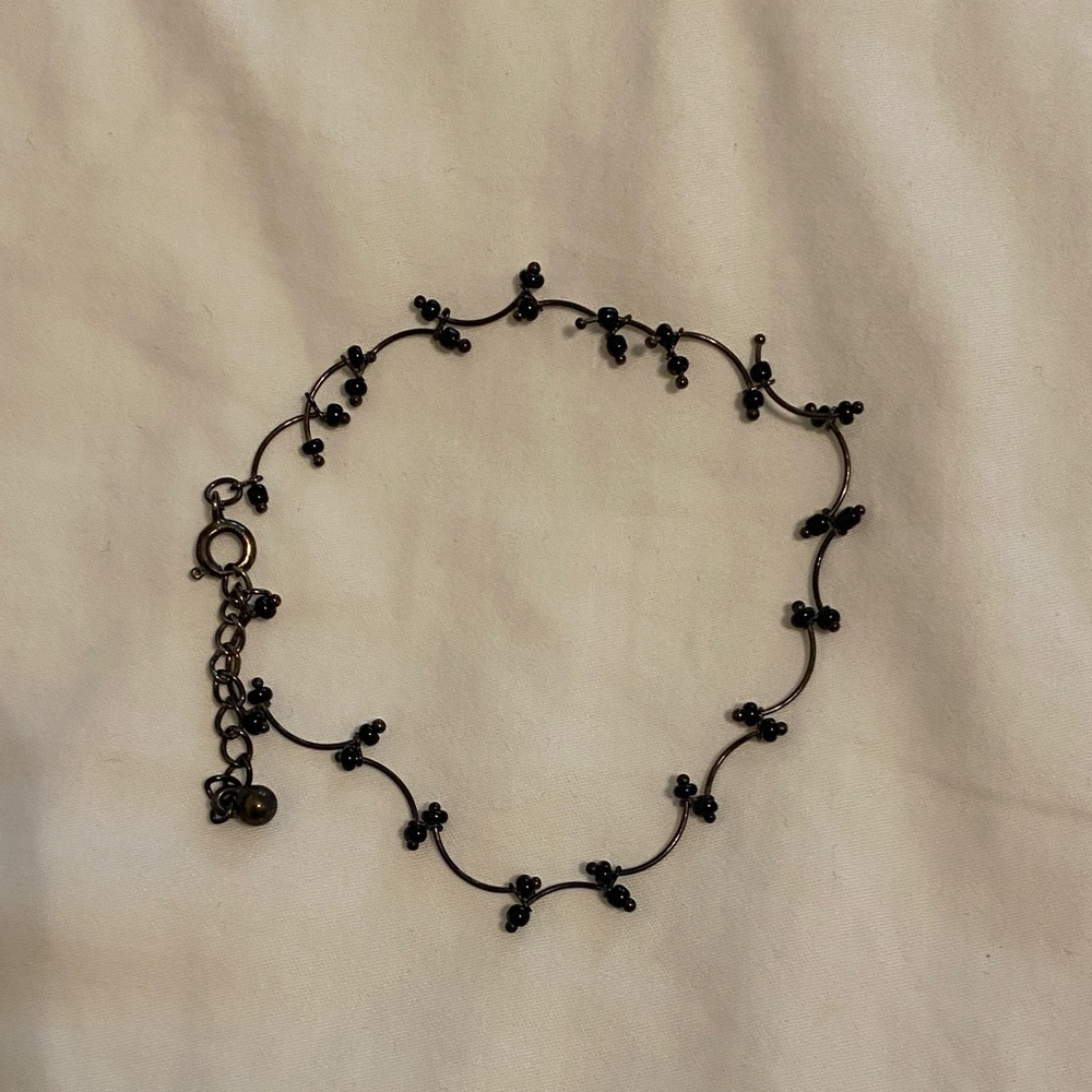 Delicate Black Beaded Vine ankle Bracelet - Women's Jewelry